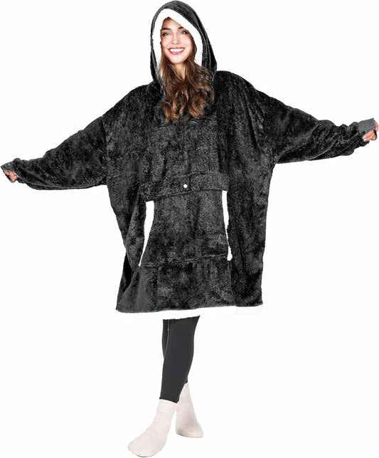 Cozy Oversized Blanket Hoodie - Fluffy Sherpa Wearable Sweatshirt for Men and Women